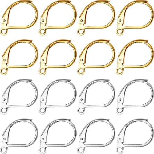 20pcs/lot 15x10mm Gold Silver Color French Lever Earring Hooks Wire Settings Base Hoops Earrings For DIY Findings Jewelry Making