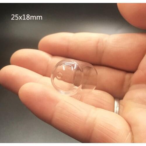 25x18mm Clear tube jars glass cover globe bubble dome one hole glass bottle vial diy pendant wedding gift container decor 300pcs