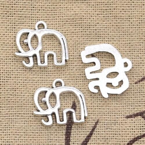 30pcs Charms Elephant 14x16mm Antique Silver Color Pendants DIY Necklace Crafts Making Findings Handmade Tibetan Jewelry
