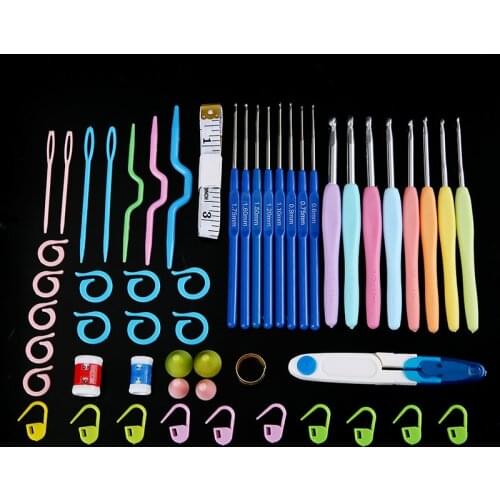 57pcs Crochet Hooks Needles Knit Kit Stitches Knitting Craft with Case Crochet Set Yarn Hook Stitch Weave