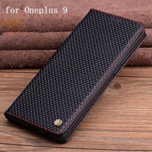 Handmade Genuine Leather Case Cover for Oneplus 9 Business Flip Magnetic Phone Bag for Oneplus 9 1+9 funda skin Oneplus9 coque