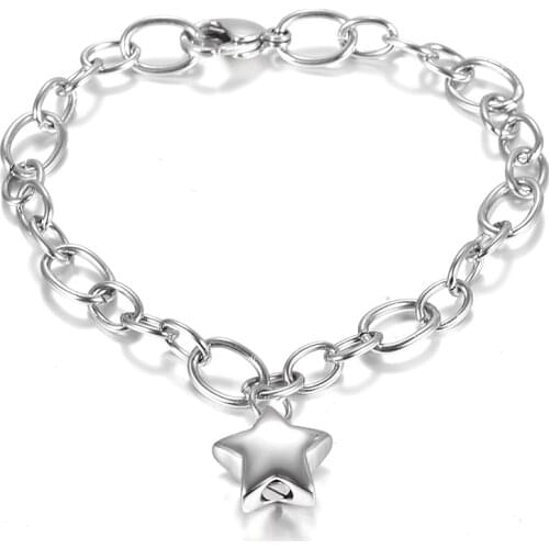 CJB076 Fashion Women Cuff Bangle 20cm Stainless Steel Charm Bangle Chain Bracelet for Human Ashes Perfect Memorial Jewelry