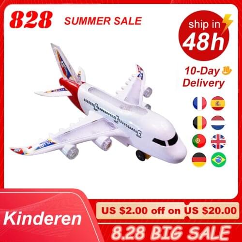 Kids Glider Plane Toys Electric Music Light Automatic Steering Plane Passenger Airplane Aircraft Model Toy Kid Outdoor Toy Games