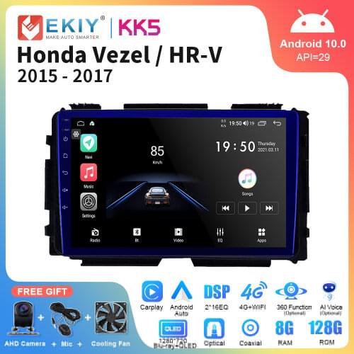 EKIY 1280*720P QLED DSP Android 10 Autoradio For Honda Vezel HR-V HRV HR V 2015 2016 2017 GPS Navi Receiver Multimedia Player