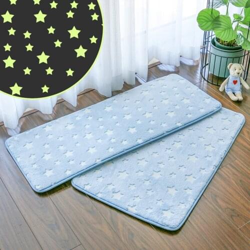 Flannel Glow in dark mat super Soft for kids children no harm footmat 2 size 4 colors sponge backing PVE non-slip bathmat