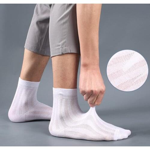Cotton Men Socks Summer Business Solid Color Breathabel Thin Fashion Male Ankle Length Socks High Quality White Black Sock Mens