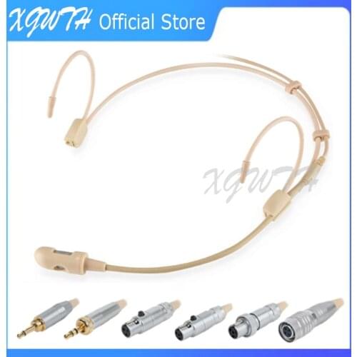 Cardioid Headset Microphone Head Wearing Condenser Mic for Shure AKG Audio Technica Sennheiser MiPro Wireless System Safety Plug