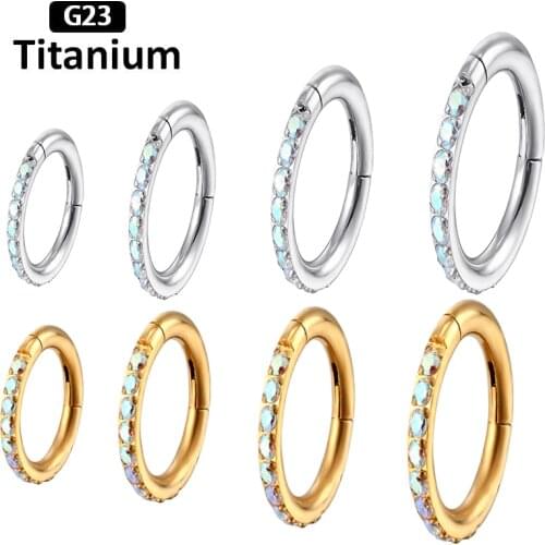 G23 Titanium AB Zircon stone hight Segment Rings Open Small Septum Piercing Nose Earrings body piercing jewelry