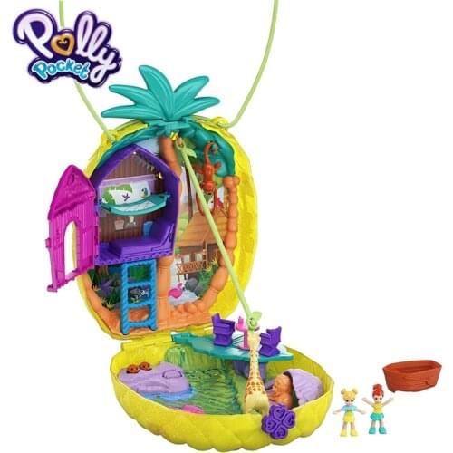 Polly Pocket Tropicool Pineapple Wearable Purse Compact with 8 Fun Features Micro Polly and Lila Dolls 2 Accessories and Sticker