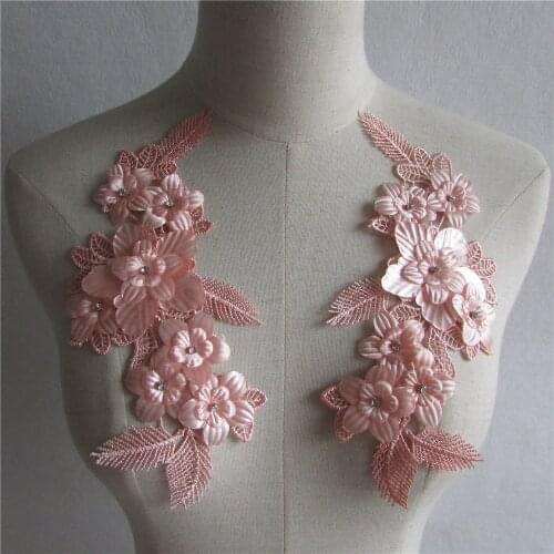 Lace clothing design 3D three-dimensional flower decoration rhinestone applique embroidery dress DIY craft supplies fabric