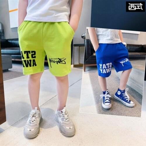 Summer shorts for boys 1-7T kids cotton letter knee length pants children elastic waist beach pants sport trousers child shorts