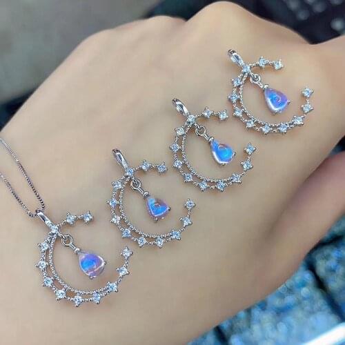 Hot Selling Beautiful Dangle Teardrop Natural Moonstone Moon Pendant in 925 Silver/moonstone necklace jewelry/Moon Pendant