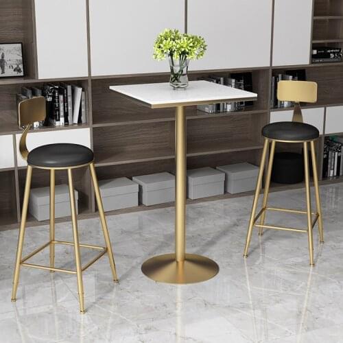 Marble high table round bar table front desk home bar round table commercial stool dessert milk tea shop table and chair