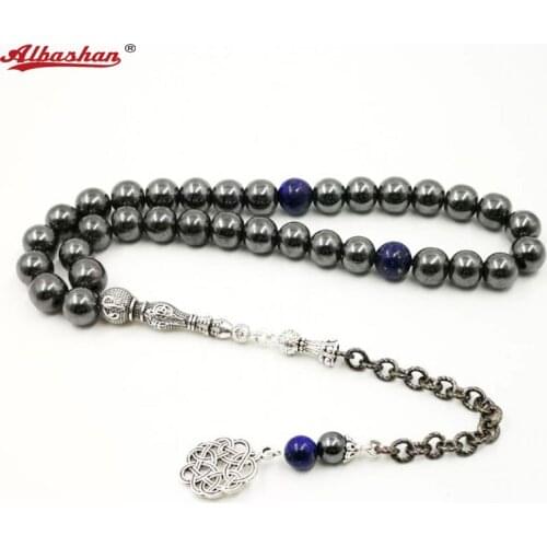 Mans Tasbih Natural Hematite With Lapis lazuli Mens bracelet 2019 style prayer beads 33 66 99beads stone Muslim Rosary