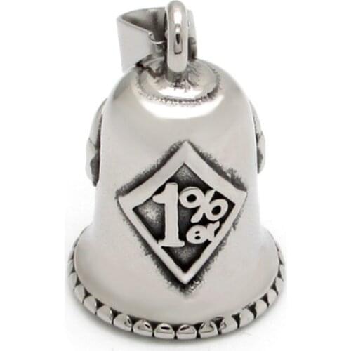 Men High Quality Metal Cool 1%er Skull Classic Bell Pendant Necklace