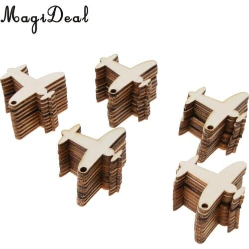 MagiDeal 50pcs Unpainted Blank Wooden Airplane Cutout Gift Tags Label Hanging Ornament Home Decor DIY Craft
