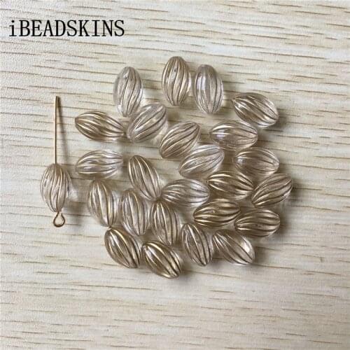 New arrival! 15x9mm 700pcs/lot clear with gold stripe egg shape Acrylic beads #4030(Design as shown)