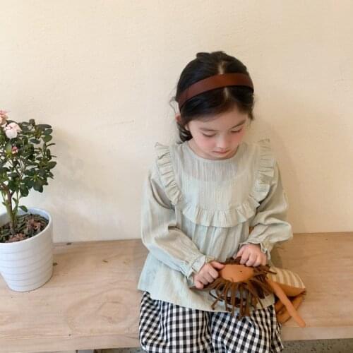 2021 Spring New Arrival Korean Style Casual Blouses for Cute Baby Girls Girls Tops Long Sleeve All-match Cotton Sweet