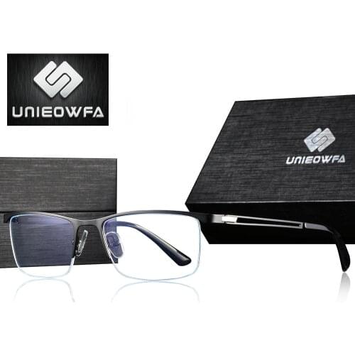 Gaming Computer Glasses Men Frame Semi Rimless Optical Myopia Eyeglasses Frame Prescription Anti Blue Light Spectacles Frame