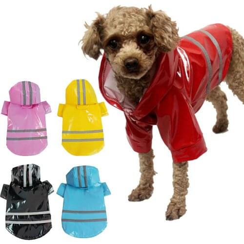 Pets Clothes Hooded Raincoat for Dogs Reflective Small Dog Rain Coat Waterproof Jackets Outdoor PU Puppy Clothing Cat Apparel
