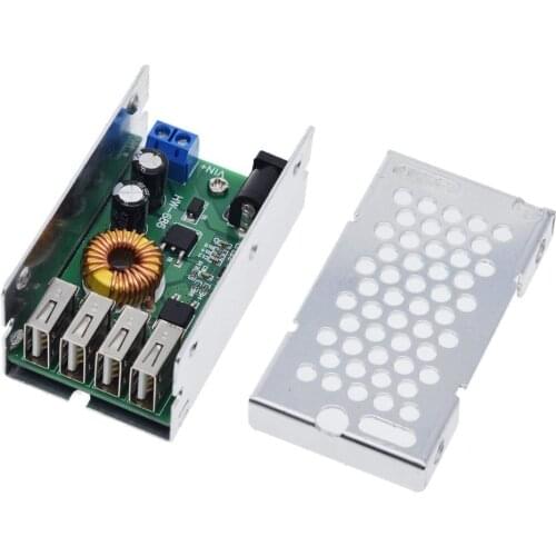 DC-DC 9V 12V 24V 36V To 5V Step Down Board 5A 4 USB Output Buck Converter Power Supply Module with Aluminum Shell For Cars