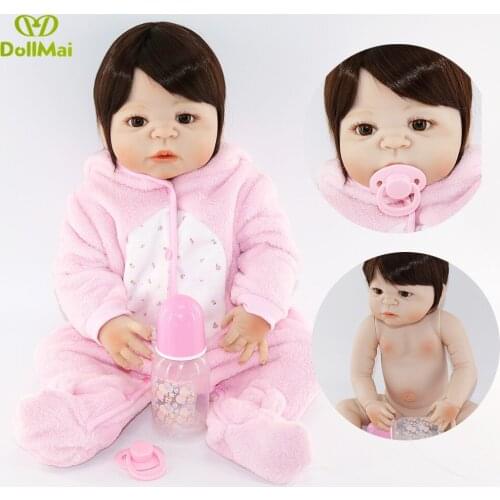 23inch Lifelike Babies Boneca Full silicone VInyl Fashion Dolls Bebe handmade bonecas adorable stylish girl bathe doll for sale
