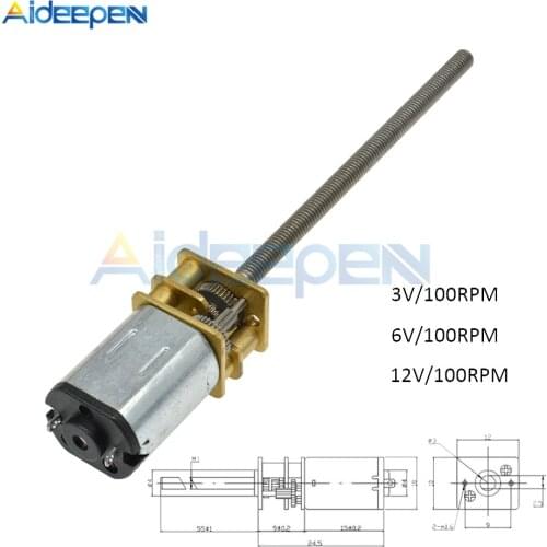 GA12-N20 M3*55 Screw Speed Reduction Gear Motor DC 3/6/12V 100RPM High Torque Electric Gearbox Reducer For DIY RC Car Robot Boat
