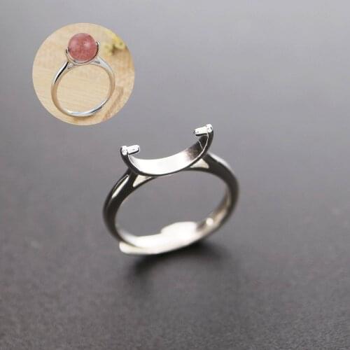 7-10MM Rose Gold 925 Sterling Silver Beads Adjustable Ring Settings Bezel DIY Jewelry Supplies 1294121