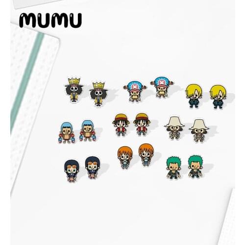2020 New One Piece Stud Earring Luffy Zoro Chopper Acrylic Earrings Handmade Epoxy Resin Jewelrys Adventure Anime