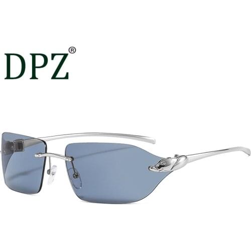 New luxury brand frameless side block camber mens sunglasses color fashion women retro sunglasses UV400 Oculos De Sol