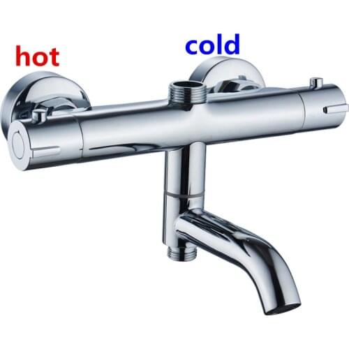 Bath Shower Faucet Thermostatic Faucet Wall Mounted Mixer Valve Tap Temperature Control Rain Shower Chrome Bathroom Three Outlet