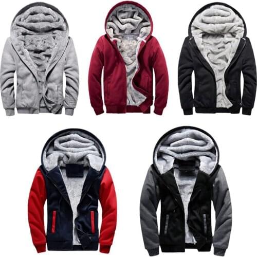 New Hoodies Jacket Winter Men Casual Thicken Fleece Popular Hip Hop Skateboard Hooded Sweatshirts Pullover Man Coat EU Size