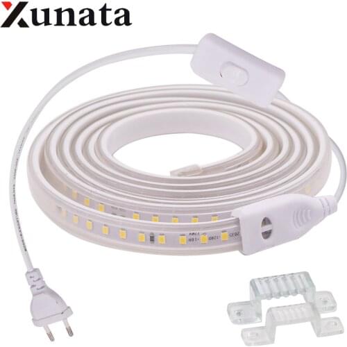 220V 2835 LED Strip Waterproof Warm / White 60LEDs/m 120LEDs/m Ribbon Tape Flexible LED Light Strip Lamp For Home Decoration