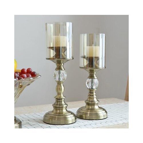 High-grade crystal metal candlestick crafts, European home decorations