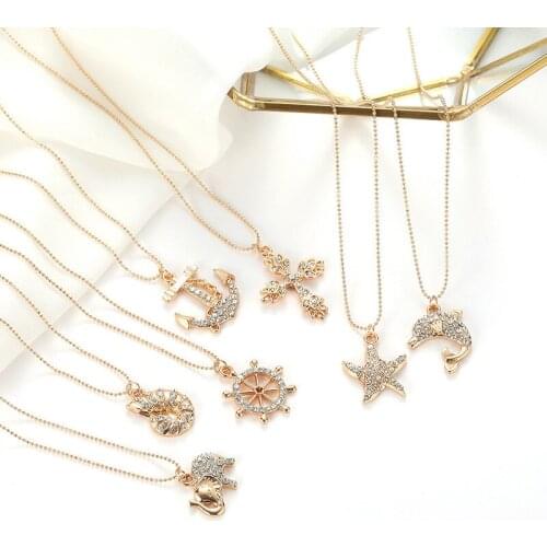 Japan and Korea new animal necklace star moon cross neck tie temperament net red ins wind pendant accessories