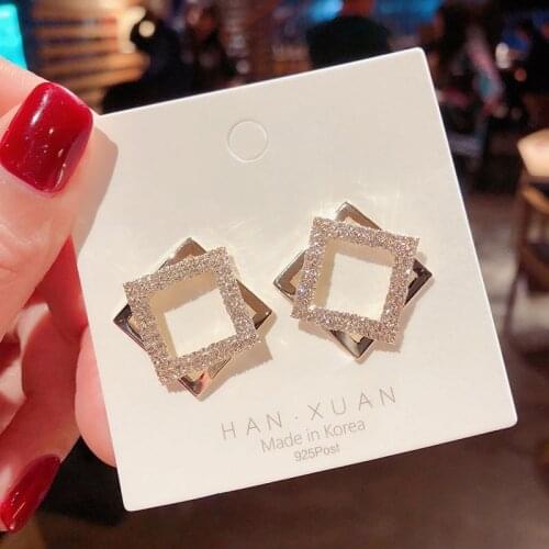 Hot Trendy Cute Nickel Free Earrings Fashion Jewelry Earrings Square Stud Earrings For Women Brincos Statement Earrings