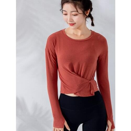 Fitness Yoga Shirt Sports Gym Crop Top Women Long Sleeve Blouse Sexy Running T-shirts Winter Quick Dry Sportswear