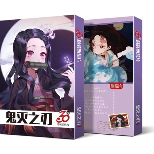 10 boxes/lot Anime Demon Slayer: Kimetsu no Yaiba lomo postcard toy cartoon small card 30pcs pictures postcard box toy gift