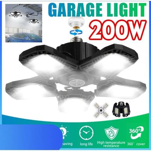 200W 150W Workshop High Bay Ceiling Light E27 Deformable Led Garage Light 10000LM 85-265V Led Fan Blade Light Industrial Lamp