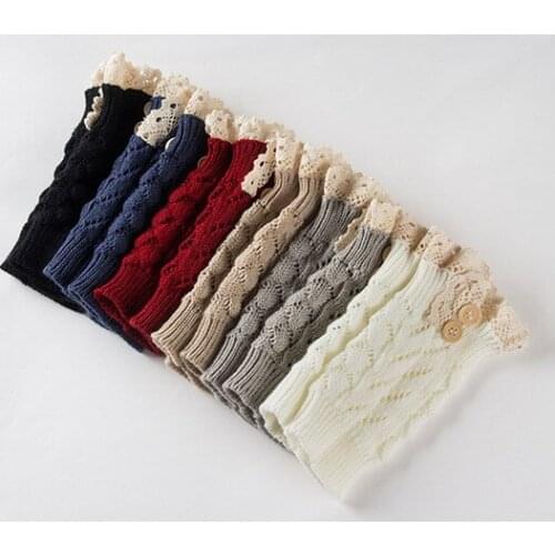 2016 button Lace Boot Cuffs knit boot topper lace trim faux legwarmers lace cuff shark tank leg warmers 6 color #3992