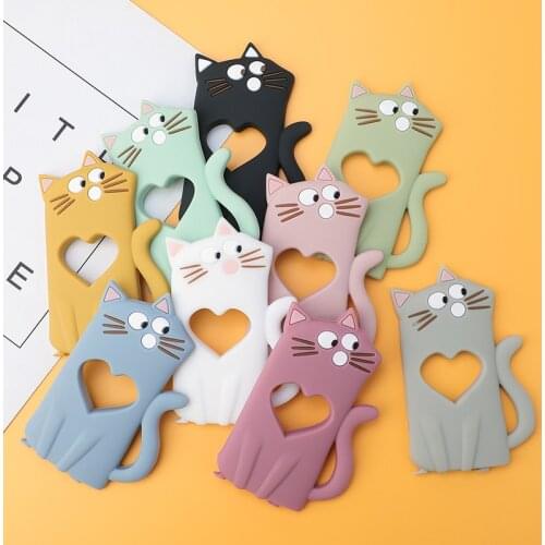 TYRY.HU 5pcs Silicone Baby Teether Necklace Lovely Cat Shape Baby Silicone Teether DIY Pacifier Dummy Sensory Jewelry Gift Toys