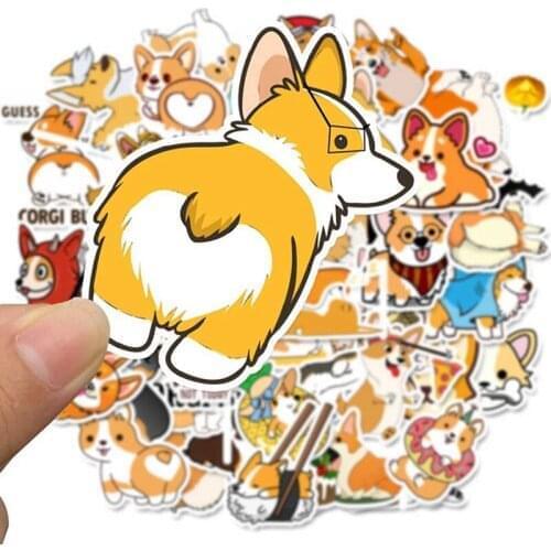 50pcs/set Cute Cartoon Corgi Personalized Doodle Decorative Stickers Scrapbooking Stick Label Diary Stationery Album Stickers
