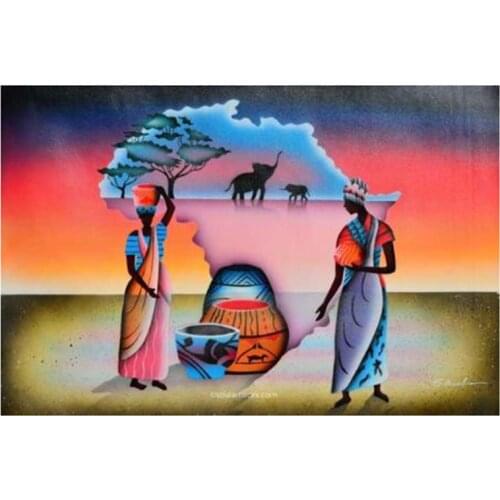 5D DIY Full Round Diamond Painting "Lmpressions Of Africa" 3D Embroidery Cross Stitch Rhinestone Mosaic Home Decor Art Yc1062