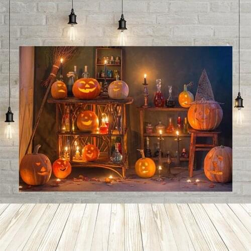Avezano Halloween Horrible Pumpkin Photography Background Night Light Children Portrait Backdrop for Photo Studio Photophone