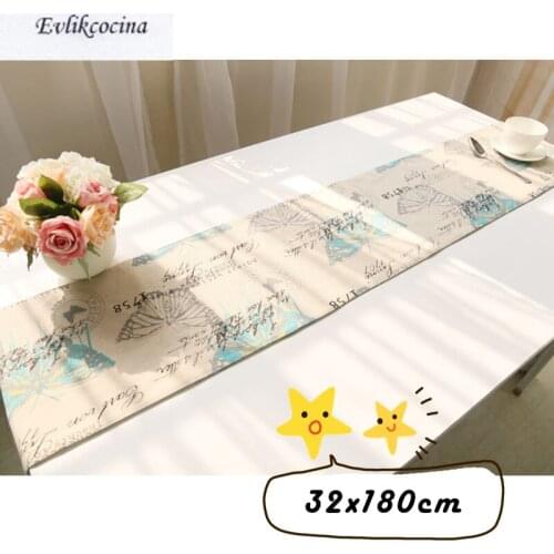 Free Shipping 32x180cm Linen Cotton Table Runner For Wedding Party Butterfly Corridore Della Tabella Chemin De Table With Tassel