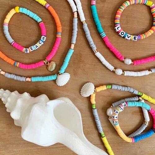 Bohemia trendy colorful silicone pendant necklace natural shell delicate embellishment for women charm rainbow necklace 2020