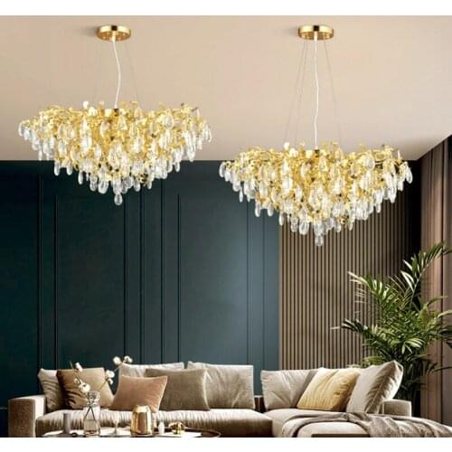 Nordic Large Luxury Crystal Chandelier for Living Room LED Gold Luster Bedroom Hotel Hall Modern Hanging Lamp Lighting Fixtures