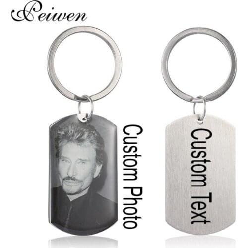 Custom Keychain Personalized Customized Photo Engrave Keychains Stainless Steel Keyring Charm Key Chain Mothers Fathers Day Gift
