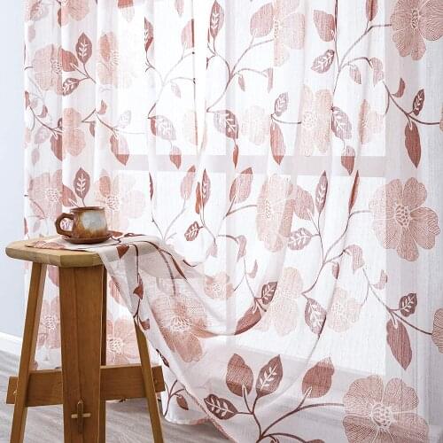CDIY Floral Tulle Curtains For Living Room Bedroom Voile Curtains Luxury European Sheer Curtains Window Screening Drapes Door