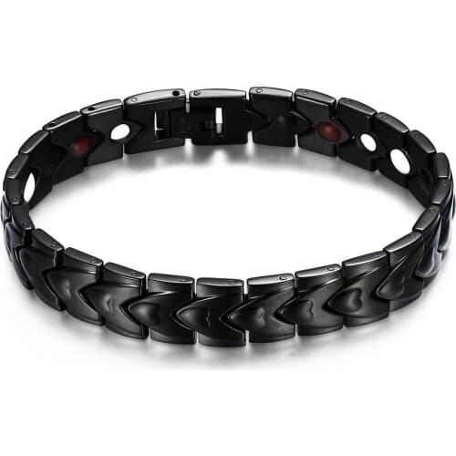 Black Magnetic Bracelet Men Stainless Steel Bracelets for Women Germanium Magnet Health Energy Hand Chain Bracelet Male Jewelry